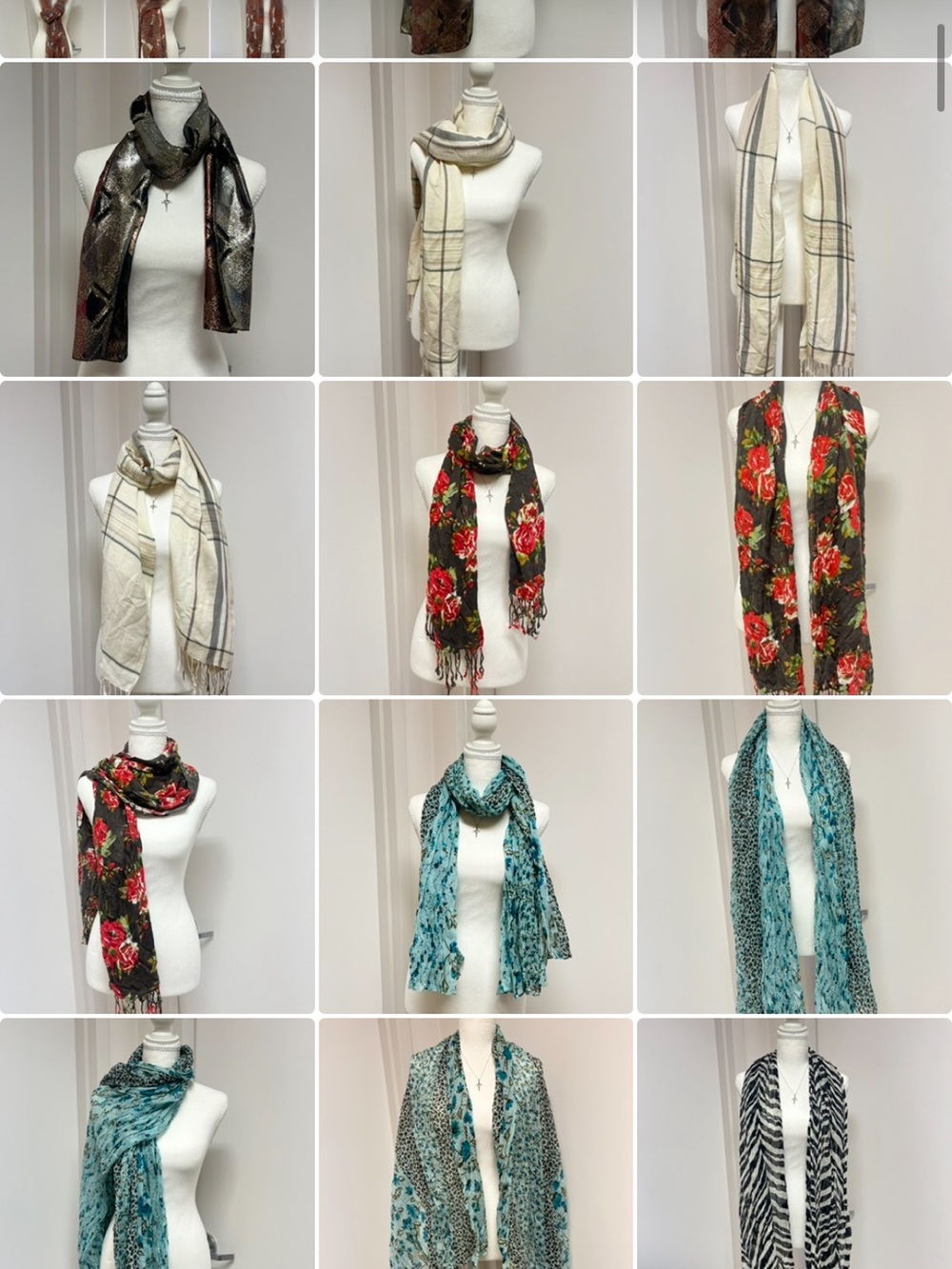 Lightweight Floral Pattern Scarf in Navy and Rust - Picture 3 of 7